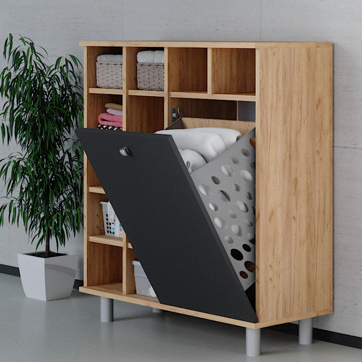 BADSCHRANK Fynn Anthrazit 78.4 x 91.6 cm - Anthrazit, Holzwerkstoff (78.4/91.6/34cm) - Vicco