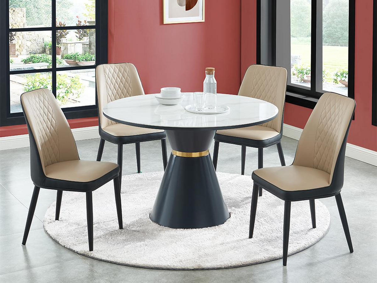 STUHL 2er-Set - Kunstleder & Metall - Beige & Anthrazit - MILDURA - Anthrazit, Leder (56.5/94/46cm) - Vente-Unique