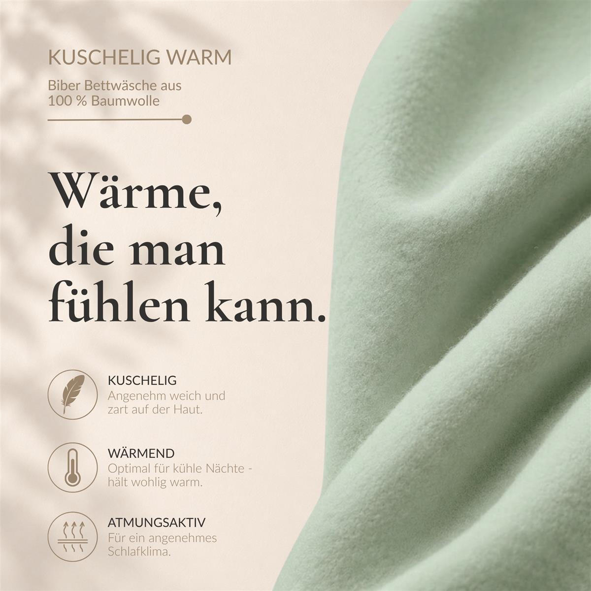 BIBER-KISSENBEZÜGE 40x40 2er Set - Made in Germany! Kuschelig warmer Flanell Kissenbezug aus 100% Baumwolle - Salbeigrün - Salbeigrün, Textil (40/40cm) - Carpe Sonno
