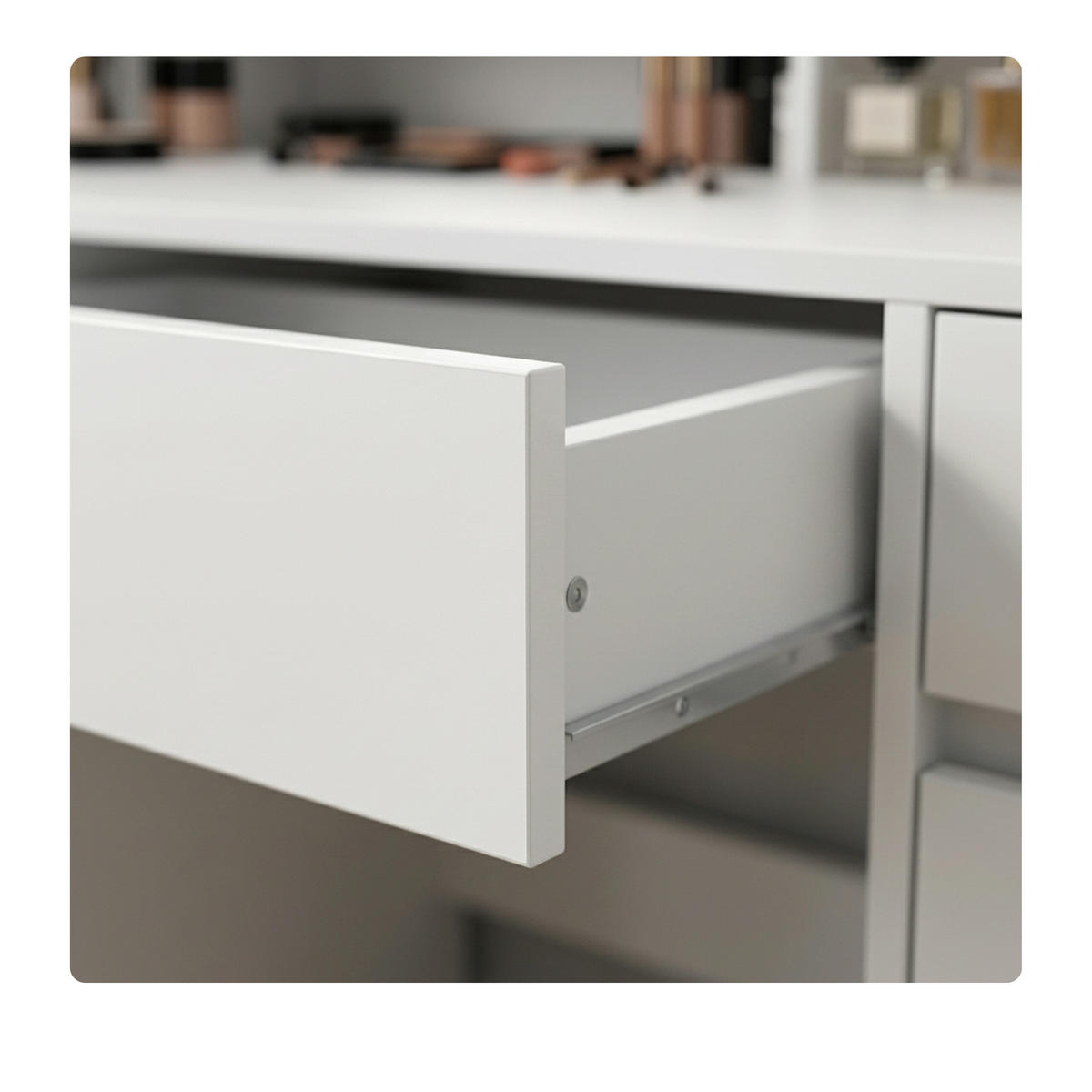 TOALETNI STOL Bijeli LED ogledalo 9 ladica - bijela, drvni materijal (107/144/40cm) - Relaxdays
