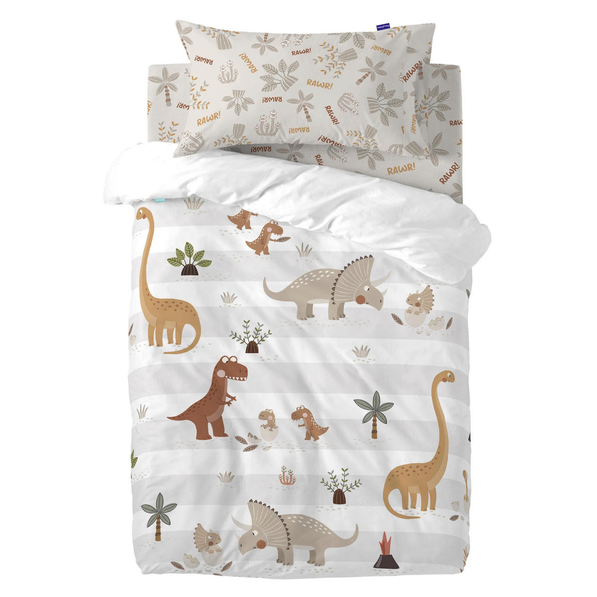 BETTBEZUG 2er-Set teiliges dino family 100x120 cm (kinderbett) mehrfarbig - Multicolor, Textil (100/120cm) - Happy Friday