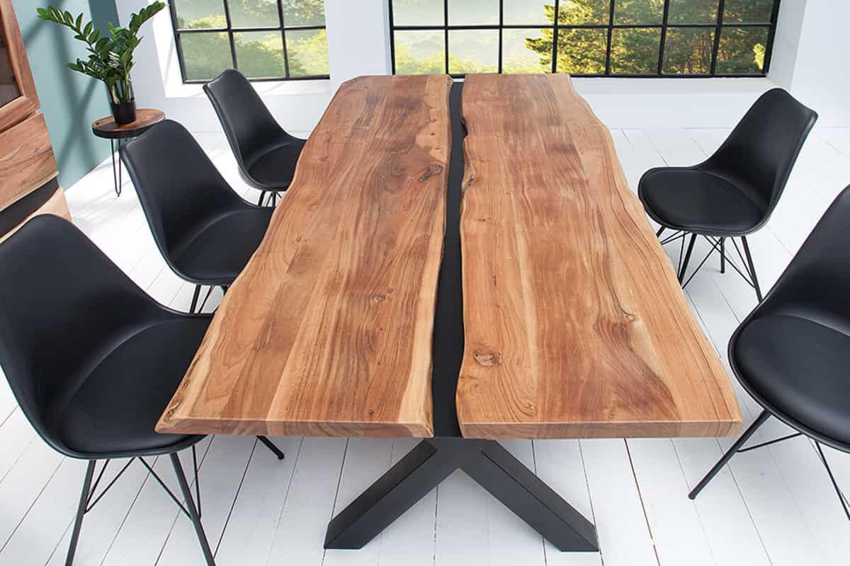 ESSTISCH AMAZONAS Akazie Natur 200cm - Schwarz/Braun, Holz/Metall (98/200/75cm) - riess-ambiente