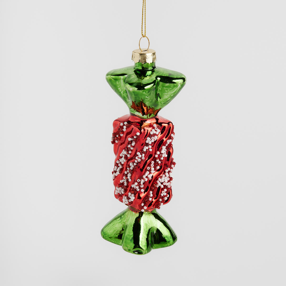 GLASKUGEL Xmascandy, Rot, 14.8 x 4.5 x 6 cm, Dekorative Weihnachtsdeko - Rot, Glas (4.5/14.8/6cm) - home&you