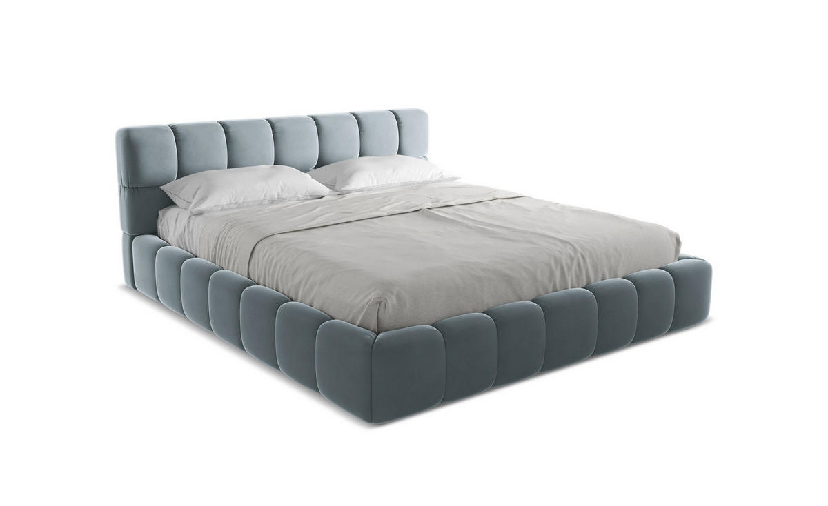 POLSTERBETT mit Bettkasten und Lattenrost 200x228 Blau - Blau/Schwarz, Kunststoff/Textil (180/200cm) - Makamii