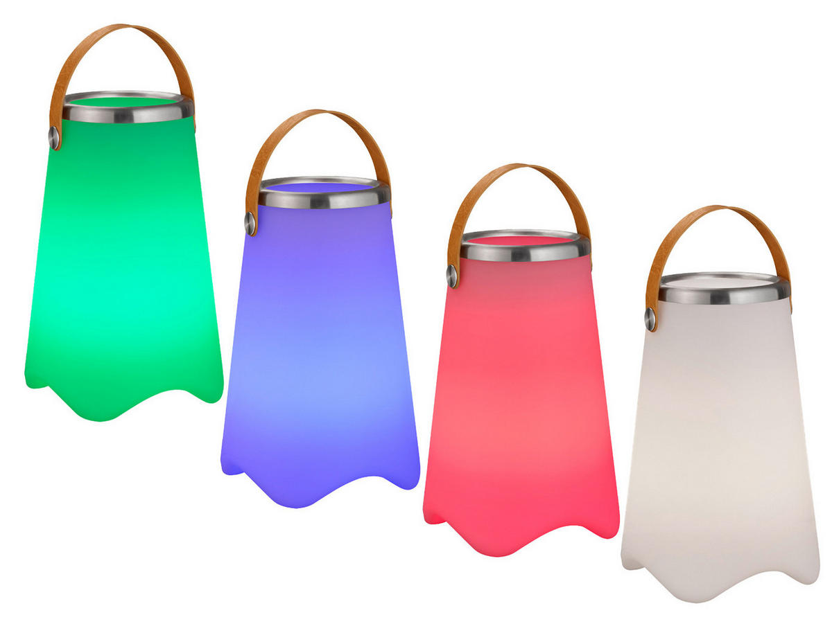 AKKU-TISCHLEUCHTE LED mit RGB Beleuchtung, Bluetooth Lautsprecher & Weinkühler Partylicht, Höhe 38cm - Weiß, Kunststoff/Metall (25/25/38cm) - meineWunschleuchte