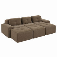SOFA modular mit Schlaffunktion Corduroy Brown - Braun, Kunststoff (177/69/293.2cm) - Meubliv