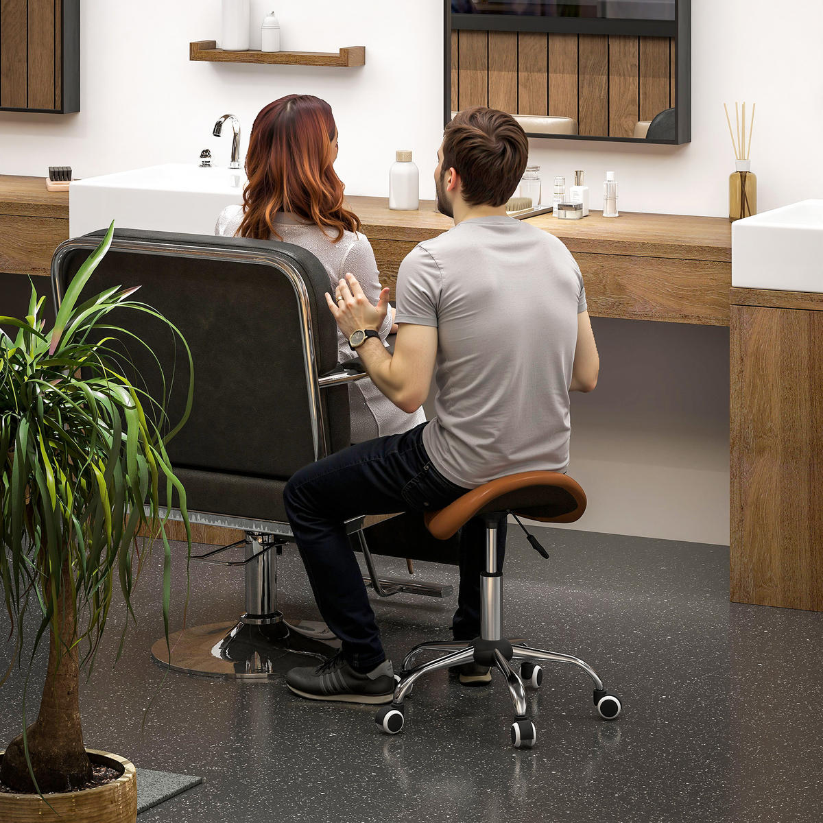 BÜROHOCKER DE-18037 höhenverstellbar 49-61 cm, ergonomisch Braun - Braun, Metall (53/61/52cm) - ComfortXL