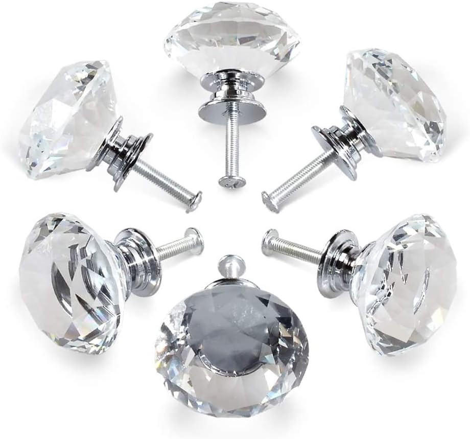 SCHRANKKNOPF Kristall 6er-Set 30 mm - Transparent, Glas (3/2.8/3cm)