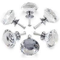 SCHRANKKNOPF Kristall 6er-Set 30 mm - Transparent, Glas (3/2.8/3cm)