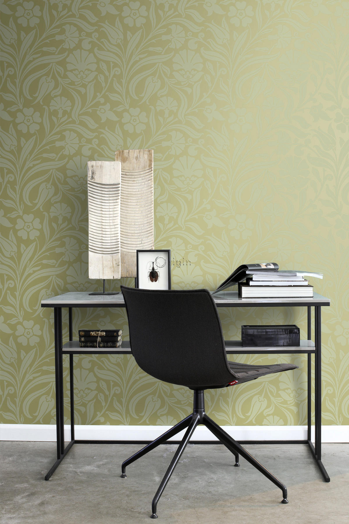 TAPETE Blumen 53 cm x 10.05 m - Grün, Papier (53/1000cm) - Origin Wallcoverings
