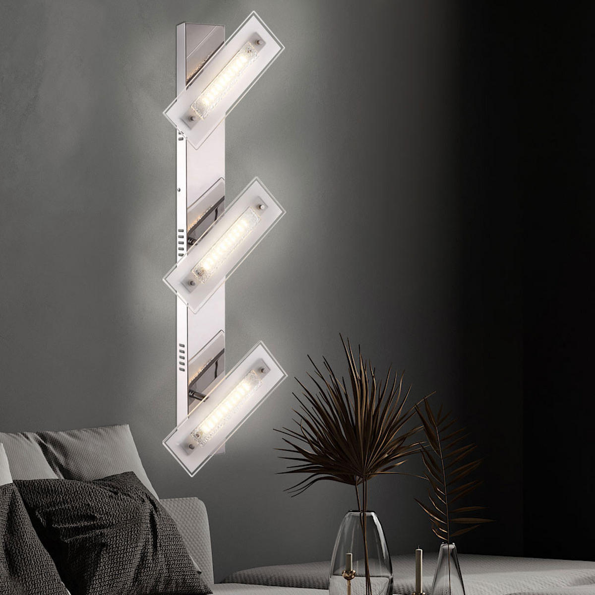 LED WANDLEUCHTE RARENIUM Kristall Silber - Silberfarben, Glas (8/75/11.5cm) - Globo Lighting
