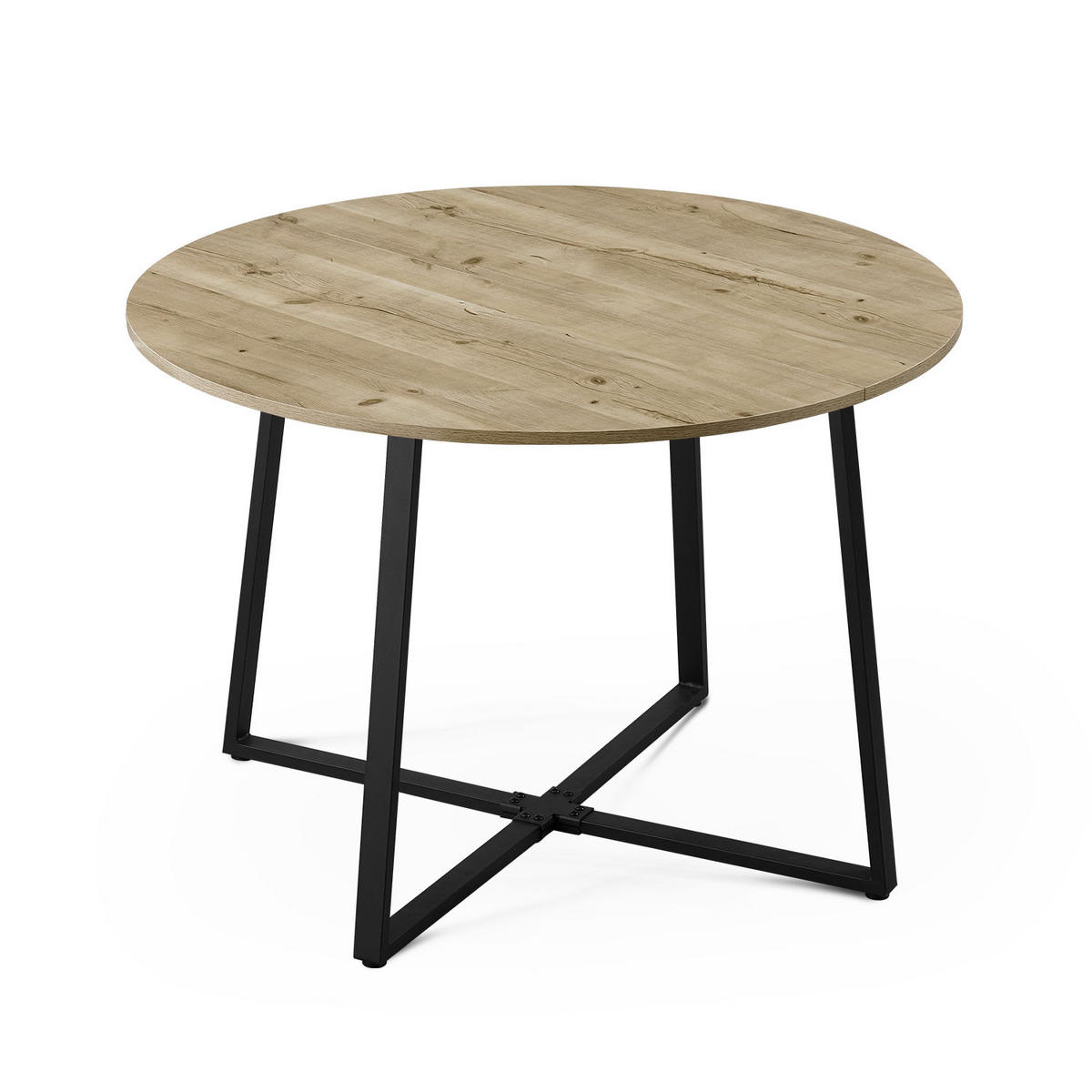 ESSTISCH NOA Sandeiche, 110/110/76 cm - Schwarz/Eiche San Remo, Holzwerkstoff/Metall (110/110/76cm) - B&D Home