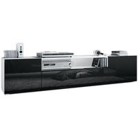 LOWBOARD Mogan Fronten in Schwarz Hochglanz - Schwarz Hochglanz, Holzwerkstoff (181/39/35cm) - Vladon