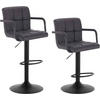 BARHOCKER 2er Set, drehbar, Antiklederoptik, Anthrazit - Anthrazit/Schwarz, Textil/Metall (51/90/37cm) - Woltu