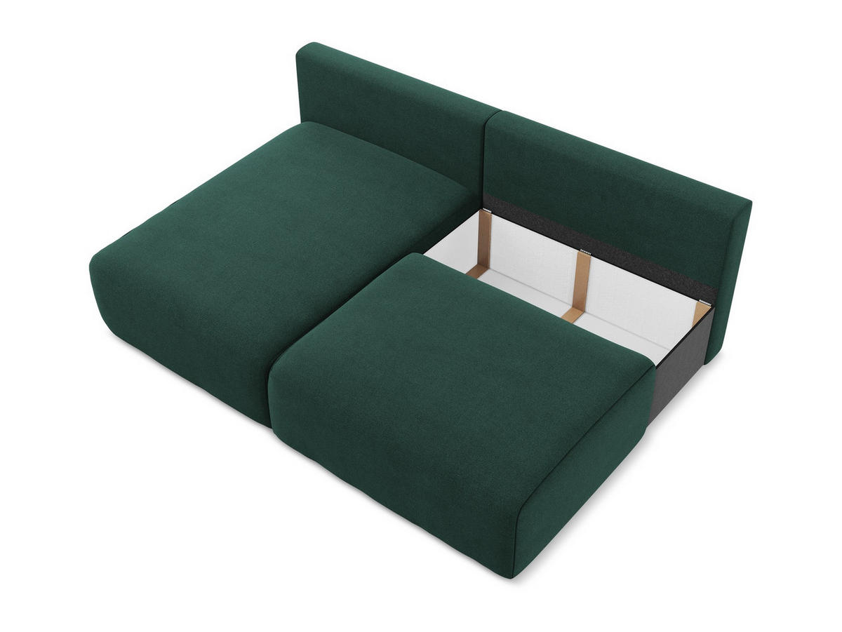 ECKSOFA mit Schlaffunktion links Strukturstoff Stoff Grün - Dunkelgrün/Schwarz, Kunststoff/Textil (149/210cm) - Makamii
