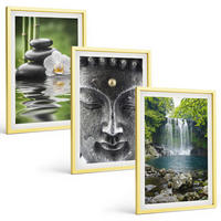 BILDER SET 3er Set - 40x60 cm Goldrahmen - Harmoniesteine Wasser Buddha - Goldfarben, Kunststoff (40/60cm) - TULUP