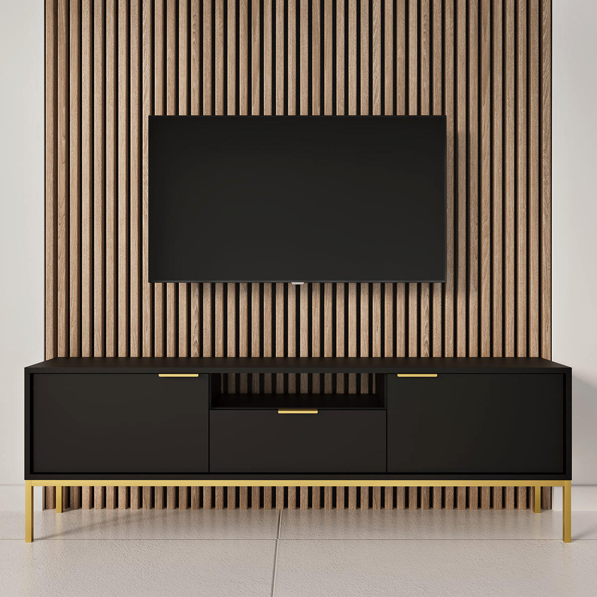 TV-MÖBEL Seattle Schwarz - Goldfarben/Schwarz, Holzwerkstoff (175/56.4/33cm) - Petits-meubles