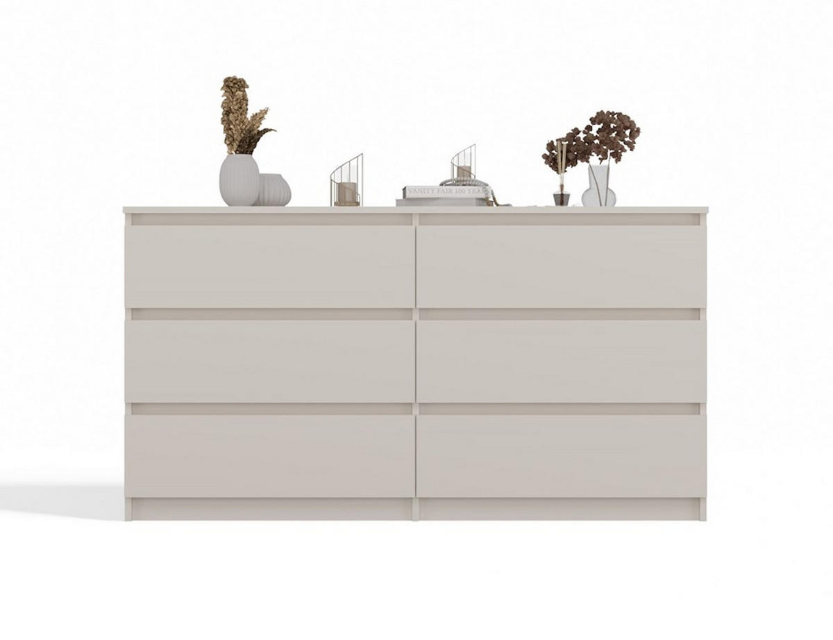 KOMMODE: 6 Schubladen Farbe: kaschmir, 140 x 40 x 75cm - Kaschmir, Holzwerkstoff (140/75/40cm) - 3XE LIVING