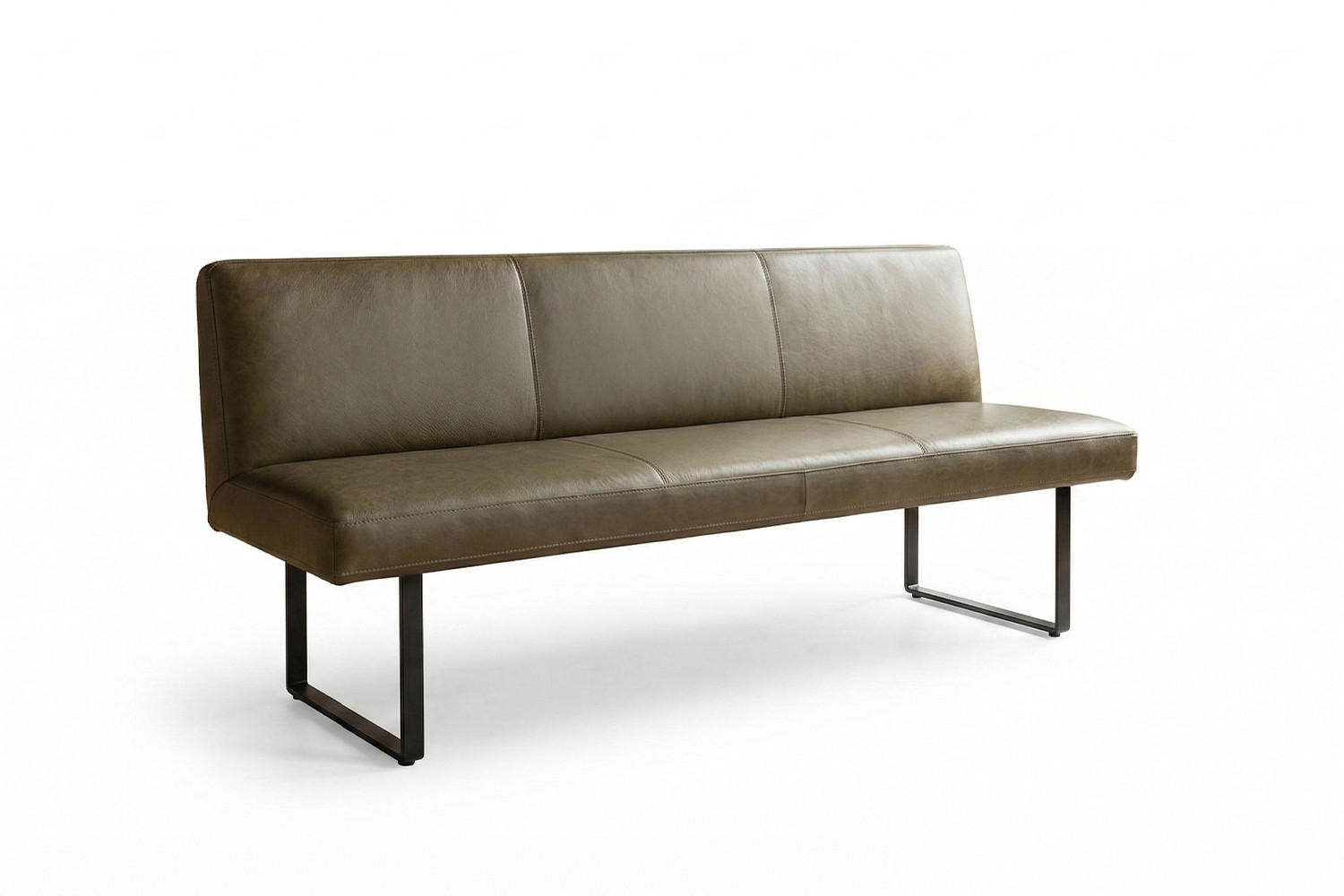 ESSZIMMERBANK ELEEN Grün Leder - Olivgrün/Grün, Leder (183/85/69cm) - KAWOLA