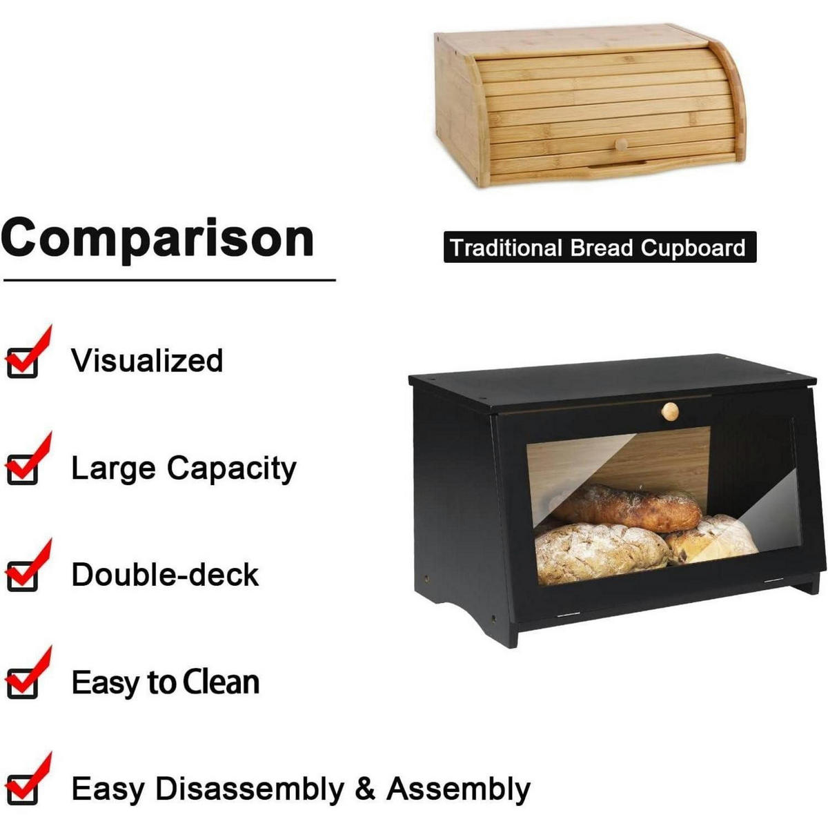 BROTKASTEN Bambus Schwarz 39 x 21 x 23 cm - Schwarz, Naturmaterialien (21/23/39cm)