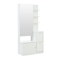 GARDEROBE-SET in Weiß Hochschrank mit Spiegel und Schuhschrank, Flur-Garderobenständer mit 5 Ablagen, B85/T40/H180cm - Weiß, Holzwerkstoff/Metall (273/87/98cm) - STILVORA