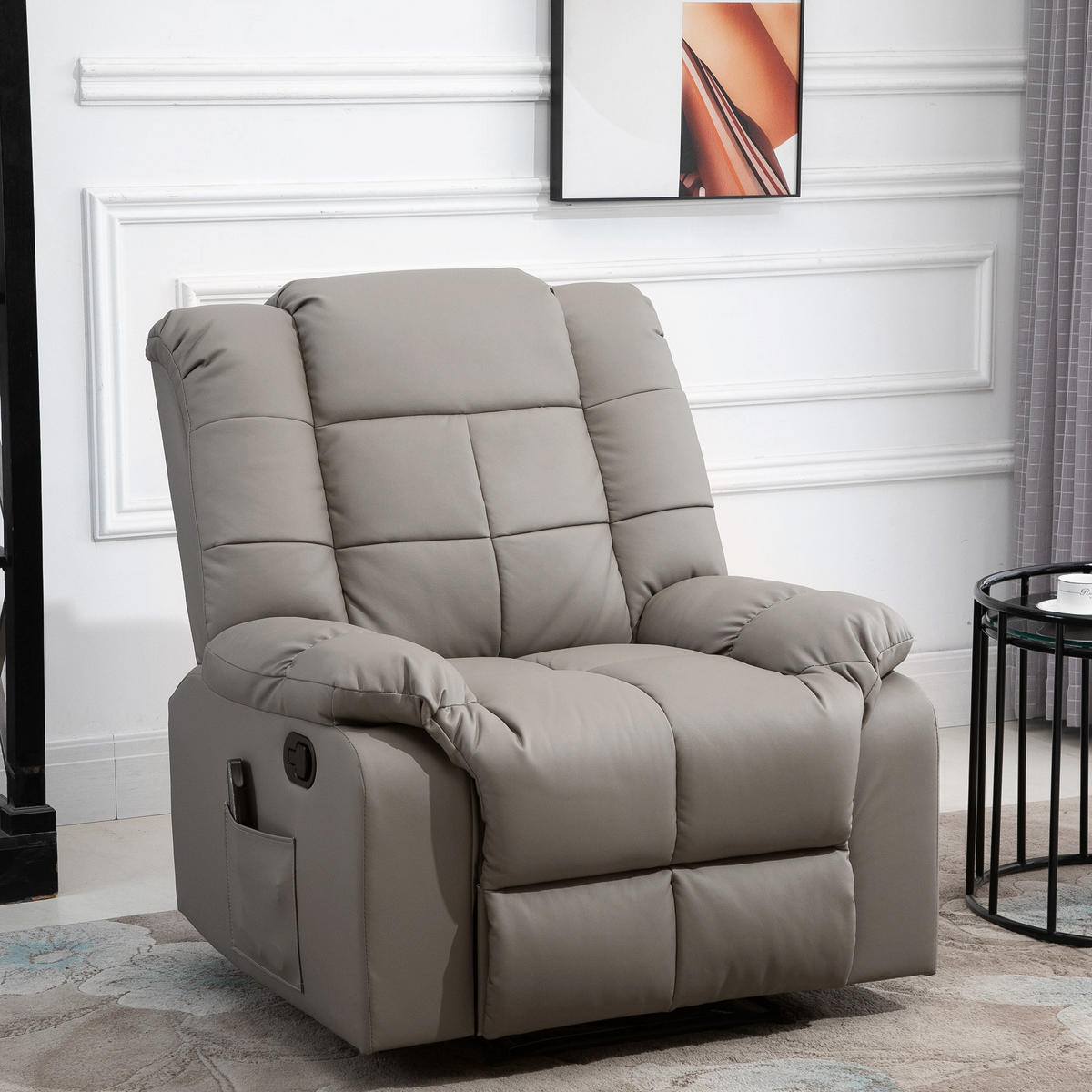 MASSAGESESSEL Elektrisch Fernsehsessel mit Liegefunktion 8 Massagepunkte Grau - Grau, Kunststoff/Metall (99/99/94cm) - HOMCOM