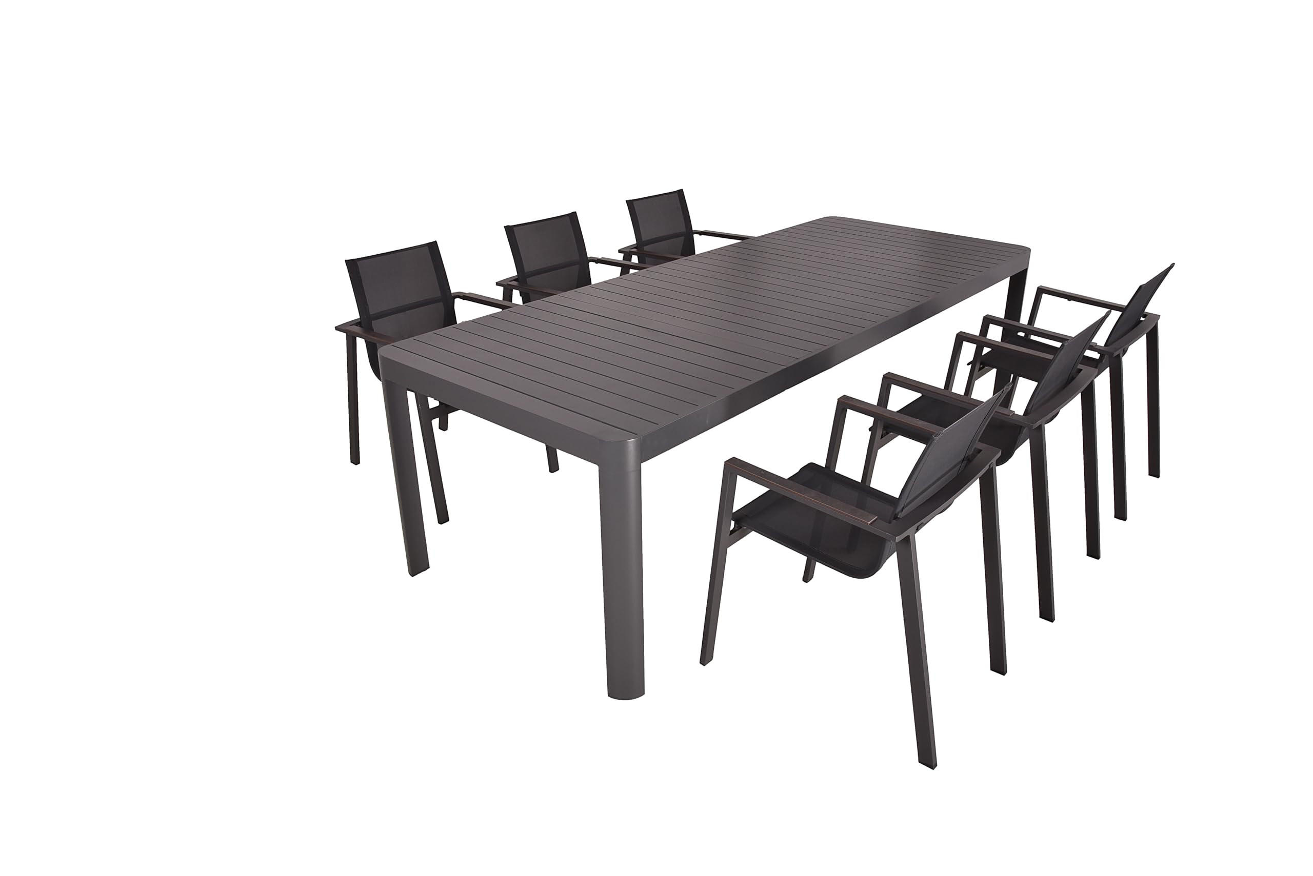 GARTEN-SITZGRUPPE Enzo 7-teilig Gartenmöbel-Set - Dunkelgrau, Kunststoff - DELUKE