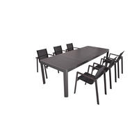 GARTEN-SITZGRUPPE Enzo 7-teilig Gartenmöbel-Set - Dunkelgrau, Kunststoff - DELUKE