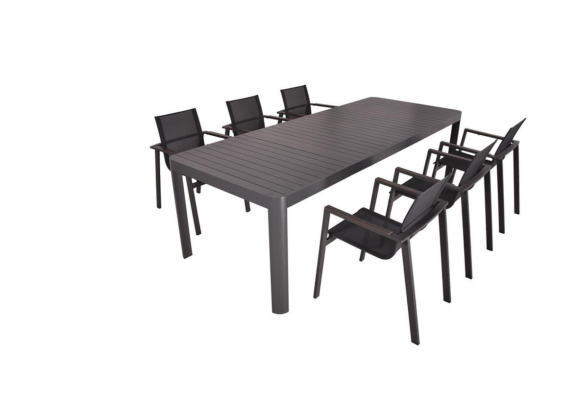 GARTEN-SITZGRUPPE Enzo 7-teilig Gartenmöbel-Set - Dunkelgrau, Kunststoff - DELUKE