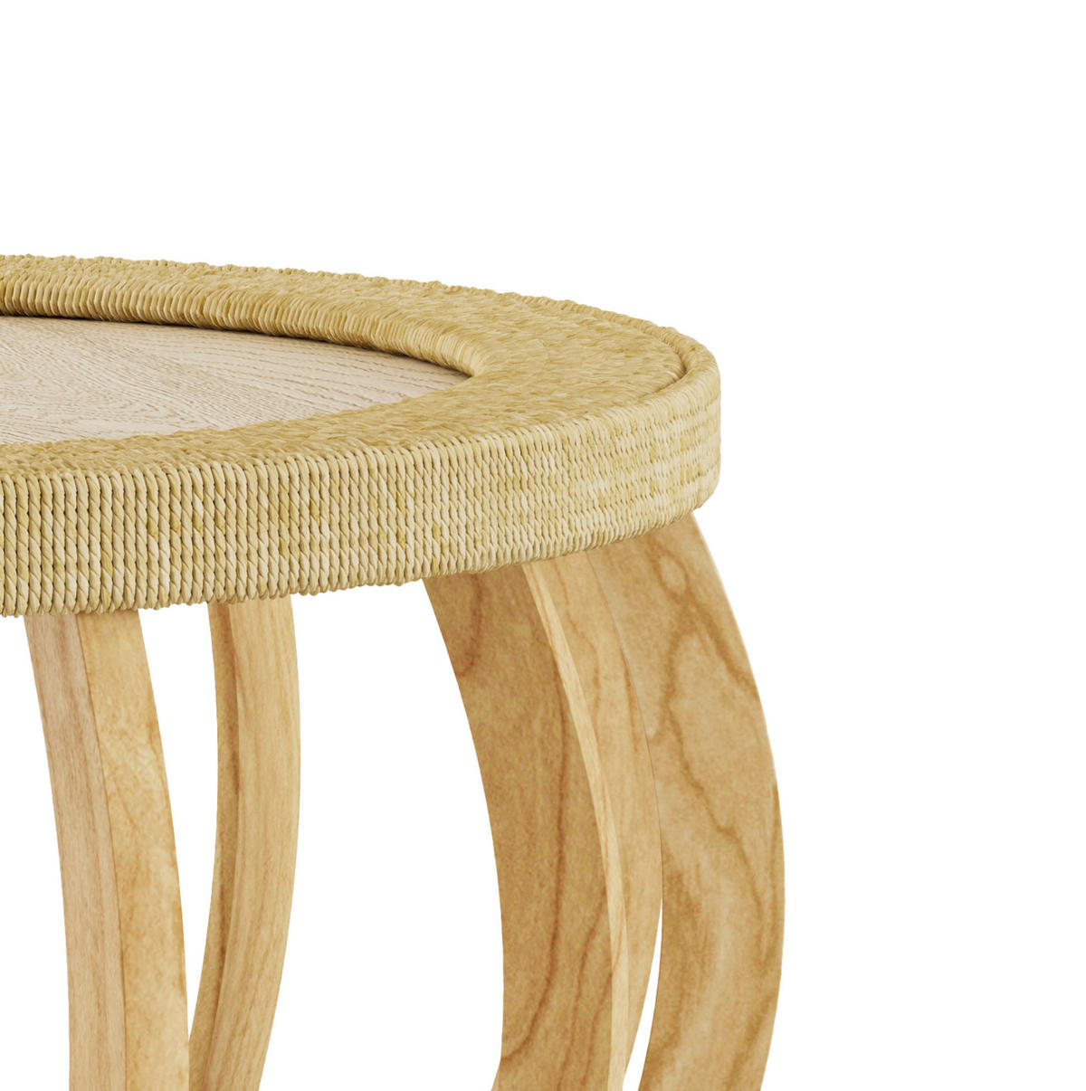 COUCHTISCH 90/90/43 cm mit Rattan-Details, runder Tischplatte und Massivholzbeinen, Natur - Naturfarben, Holzwerkstoff (90/90/43cm) - Redom