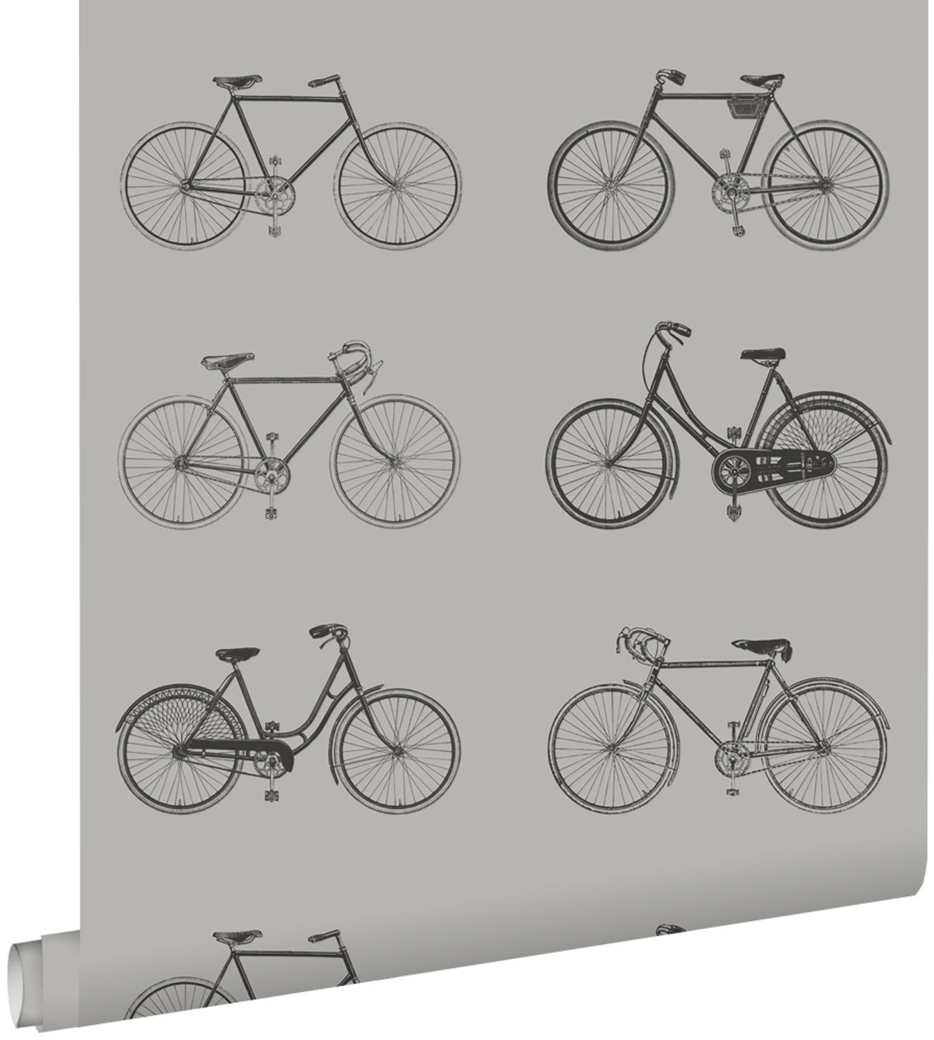 TAPETE Fahrräder 53 cm x 10.05 m - Grau, Papier (53/1000cm) - ESTAhome