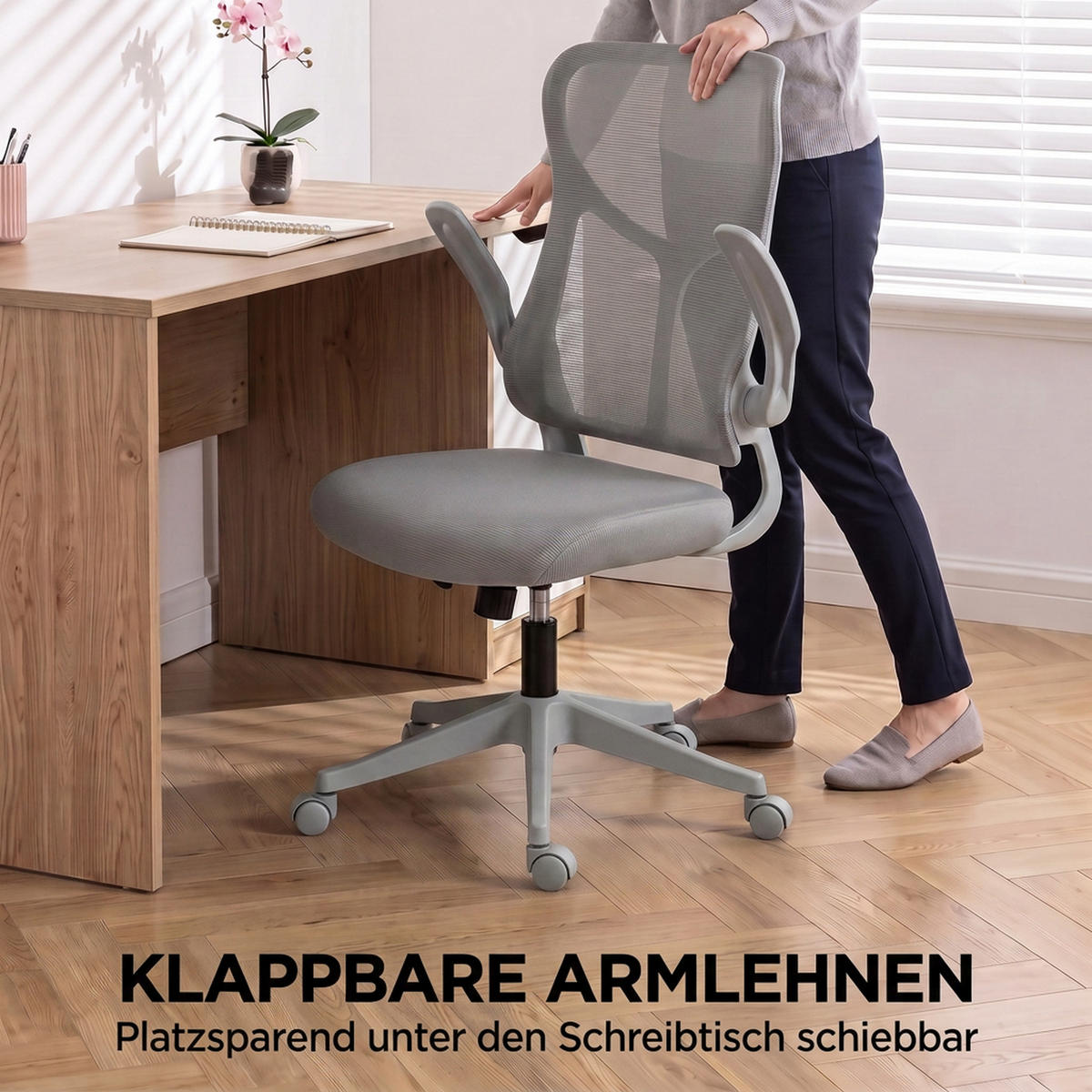 BÜROSTUHL Sperrholz Polypropylen Grau - Grau, Kunststoff/Textil (69.5/120/64cm) - HOMCOM