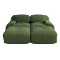 2-SITZER-SOFA aus Cord Grün modular, rahmenlos mit ergonomischen Armlehnen und rutschfester Unterseite - Grün, Textil (208/75/178cm) - Modfu