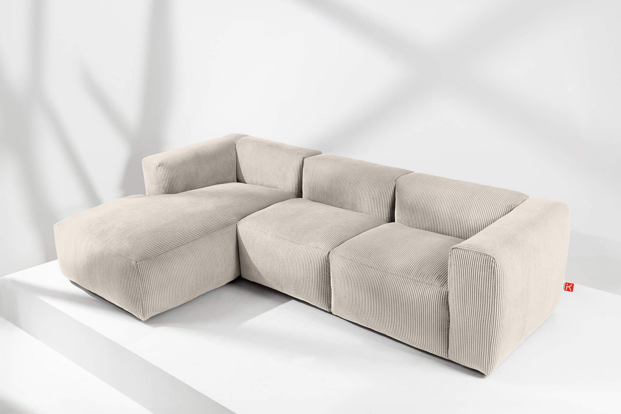 Thumbnail - Konsimo® Eckmodulsofa-Links, Creme, Textil, einzeln stellbar,Freiform, 297x180 cm, Wohnzimmer, Sofas & Couches, Wohnland...