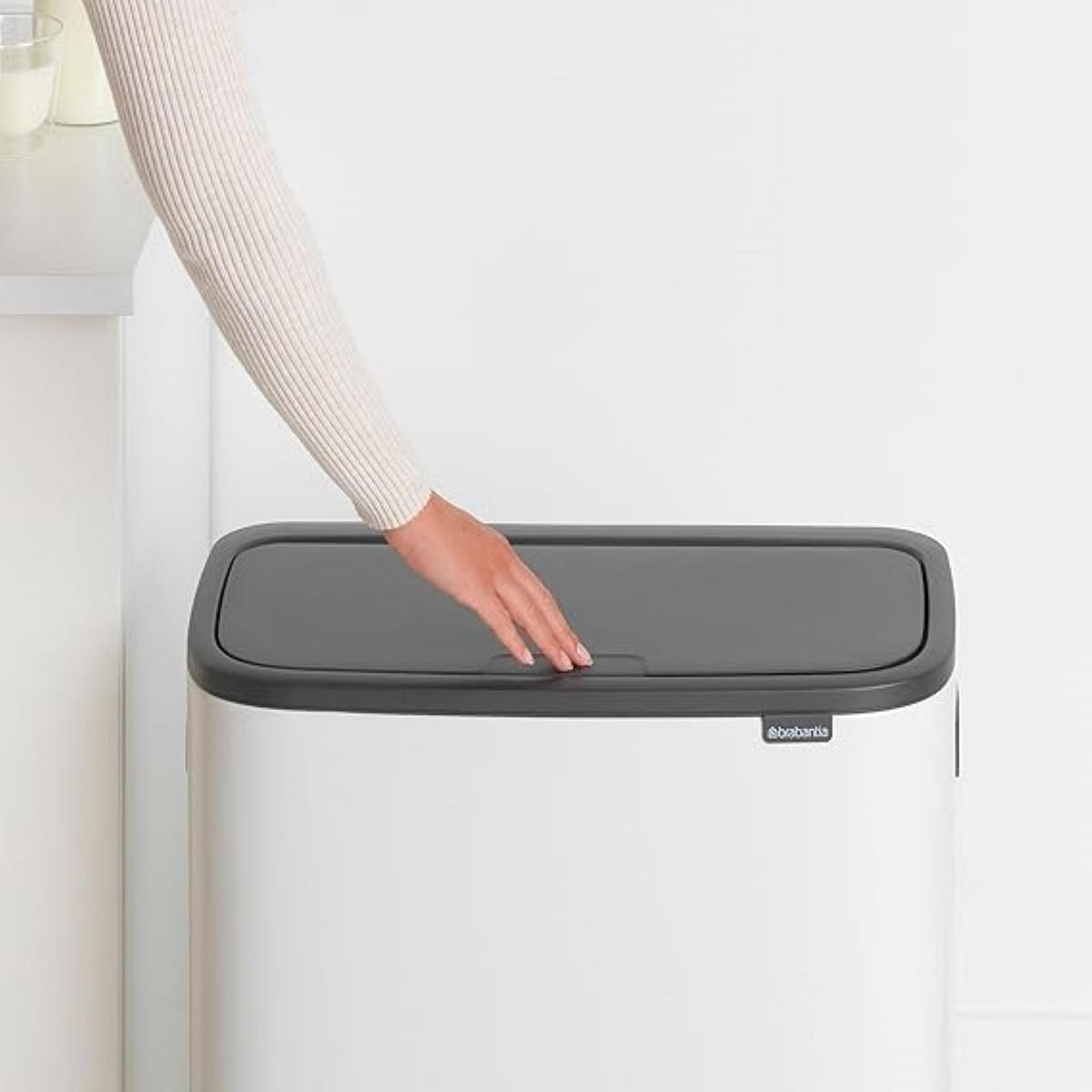 MÜLLEIMER Hochwertiger Mit Touch Öffnung 2 x 30 Liter 65,6 x 54,5 x 31 cm Weiß - Weiß, Metall (54.5/65.6/31cm) - PROREGAL