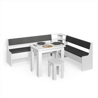 ECKBANKGRUPPE Tiberio Weiß 210 x 180 cm mit Tisch - Weiß, Holzwerkstoff (210/80/180cm) - Livinity®