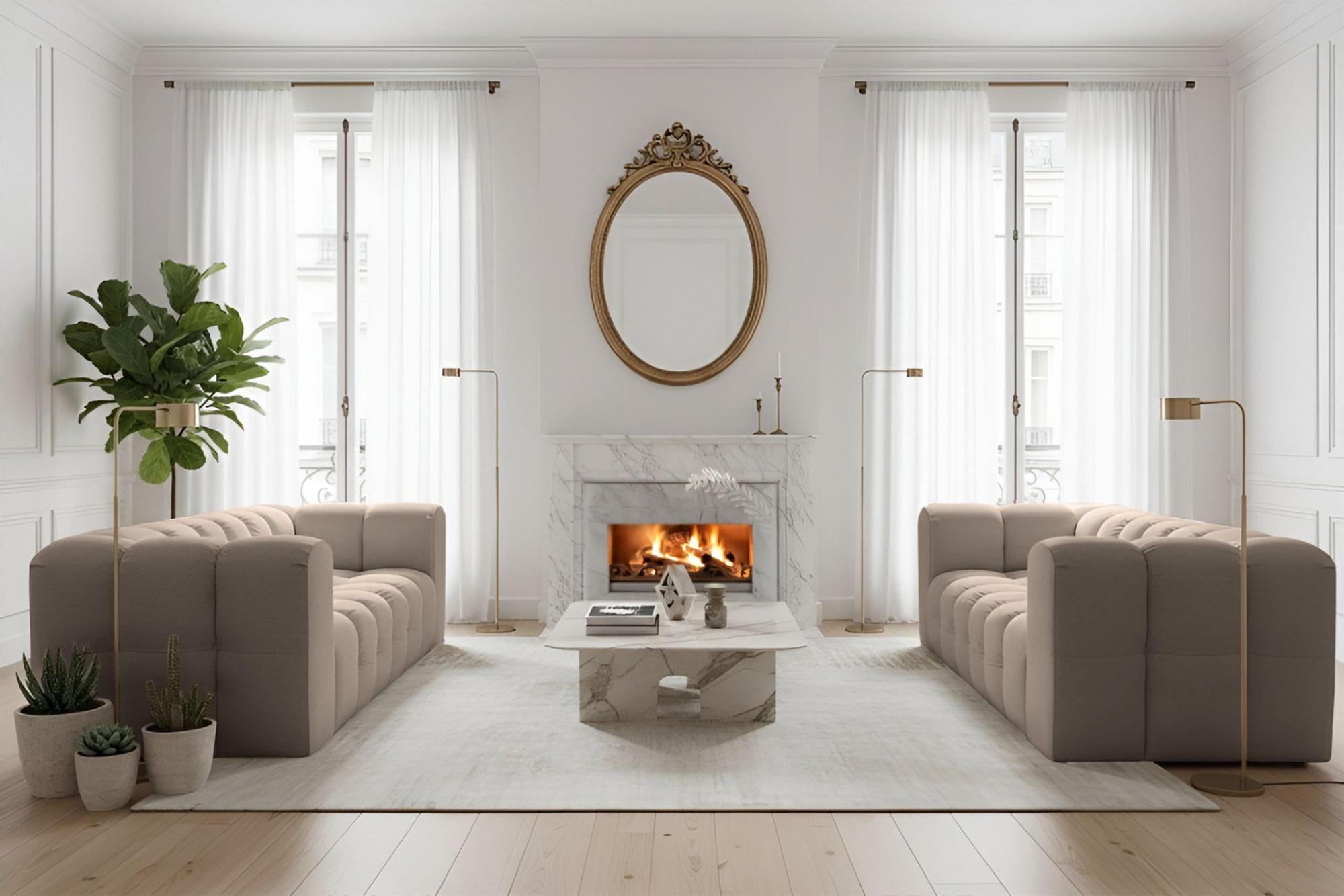 SOFASET Solvie 3-3 In Tiffani - Taupe, Holzwerkstoff/Textil (230/75/106cm) - Fun Möbel