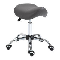 ROLLHOCKER Höhenverstellbarer Drehhocker Arbeitshocker mit Rädern Grau - Grau, Kunststoff (53/49/52cm) - HOMCOM