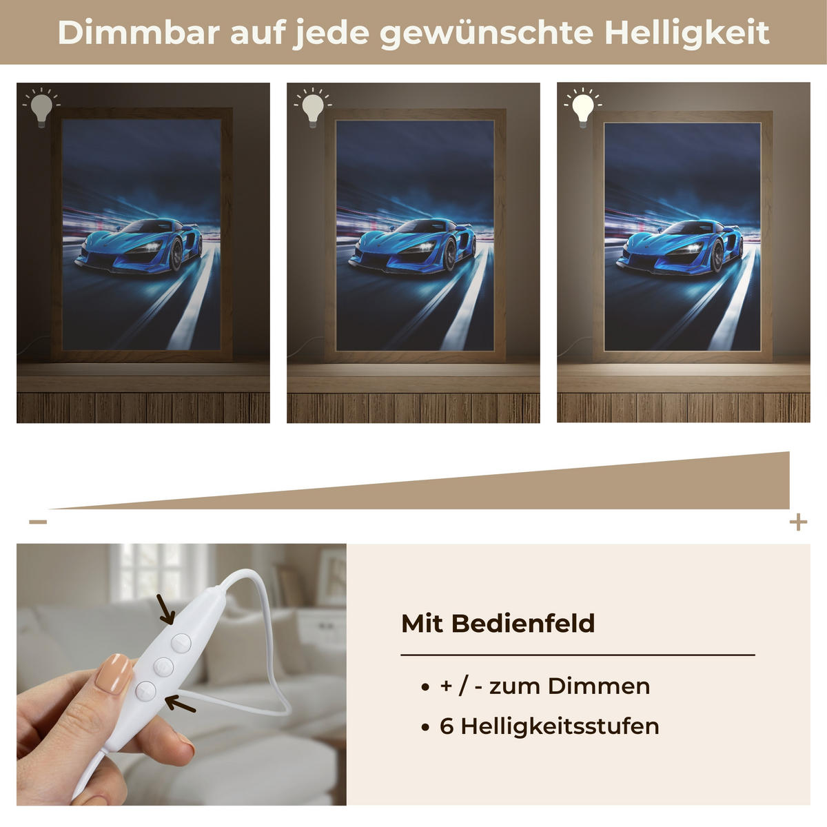 NÁSTĚNNÁ LAMPA Auto - Modrá - Chlapci - Dítě 20x30 cm - modrá, kompozitní dřevo (20/30/8cm) - OnlyWow
