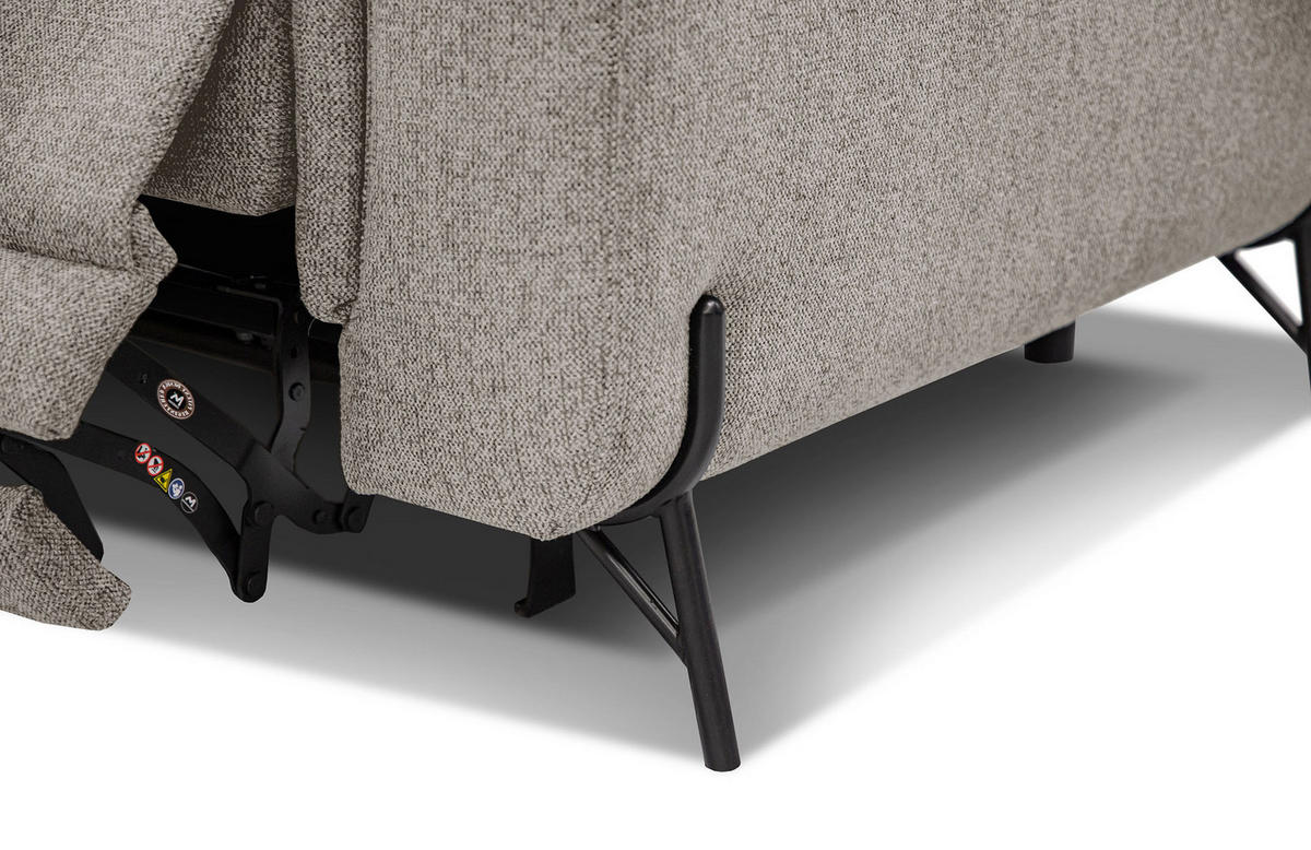 SOFA AVENA 3-Sitzer mit 1 Relaxfunktion, taupe - Taupe, Holzwerkstoff/Textil (204/80/108cm) - Courtois Laville