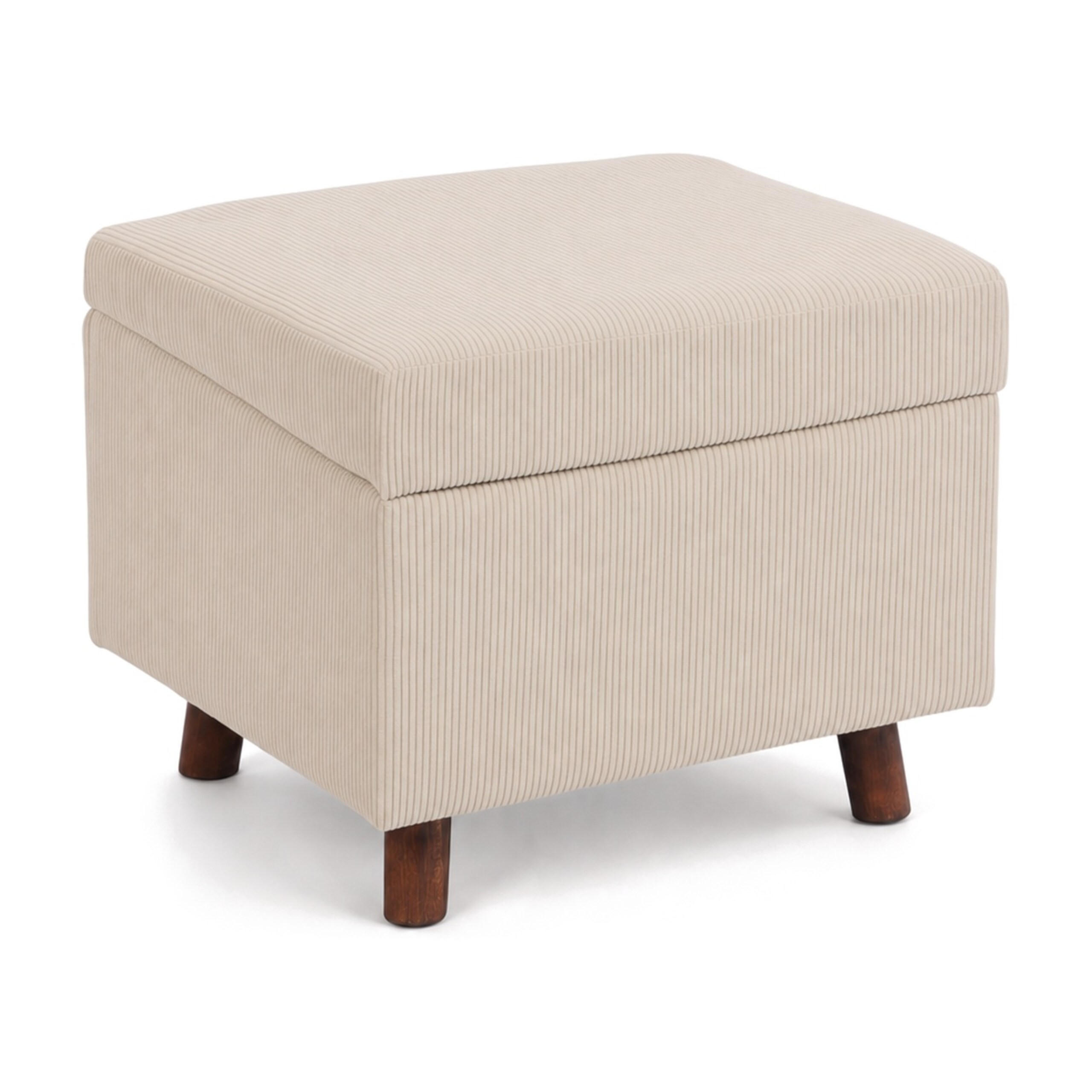 HOCKER Beige Cord mit Stauraum 40 cm - Beige, Holz/Holzwerkstoff (46/40/40cm) - Relaxdays