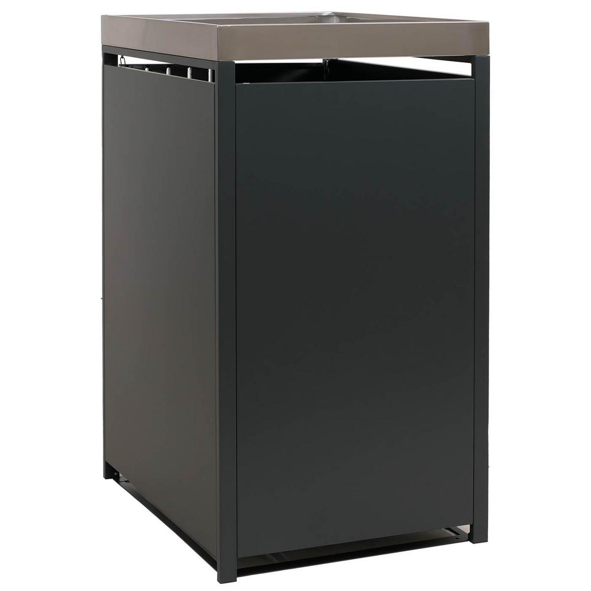 MÜLLTONNENBOX 1er mit Pflanzkasten HxBxT 125x68x84cm Anthrazit Holzoptik hell - Anthrazit, Metall (68/125/84cm) - PROREGAL