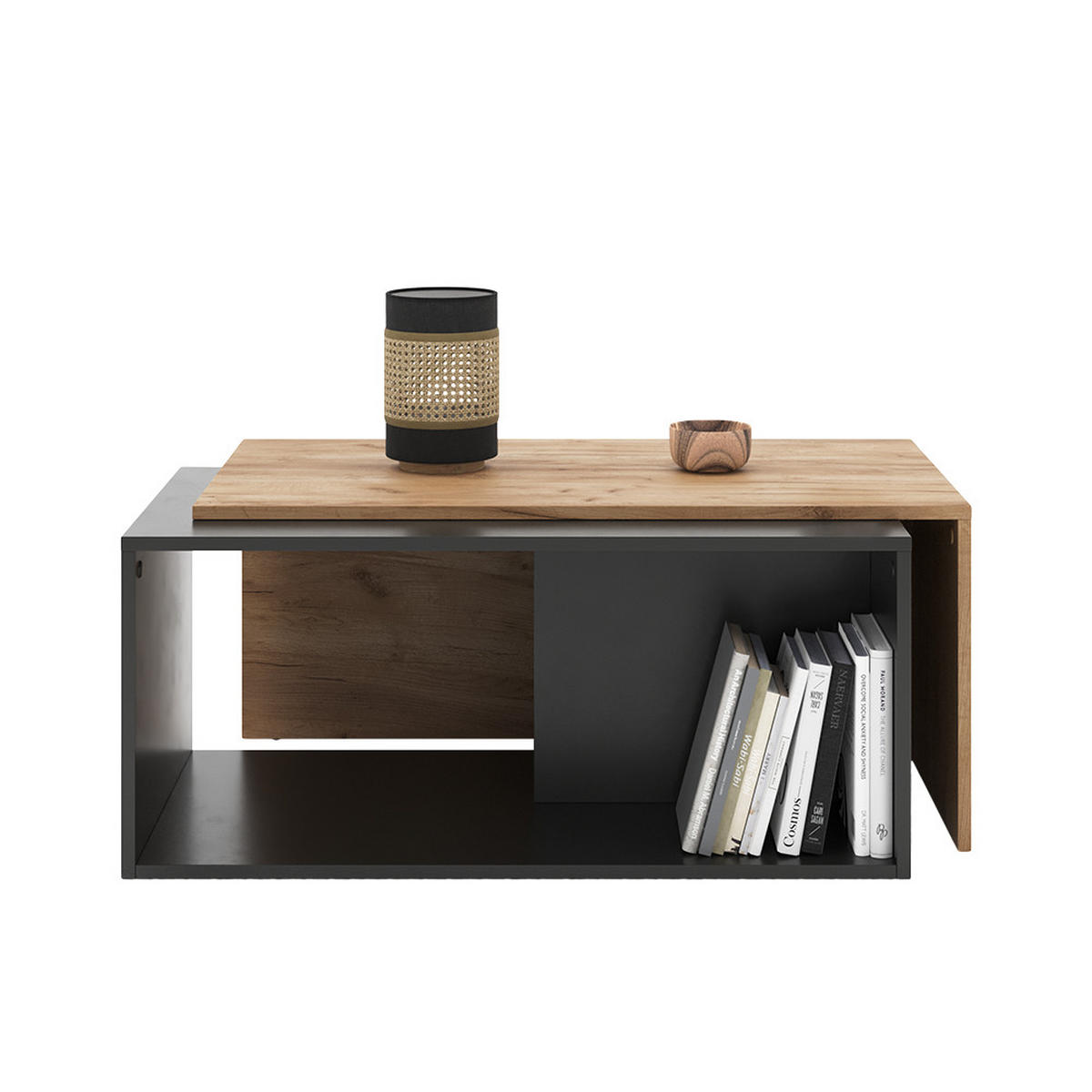 COUCHTISCH Paul Anthrazit/Goldkraft Eiche 90 x 48 cm - Honigeiche/Anthrazit, Holzwerkstoff (48/90/40cm) - Vicco