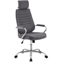 CHEFSESSEL Stoff Dunkelgrau - Chromfarben/Dunkelgrau, Textil/Metall (60/117/67cm) - CLP