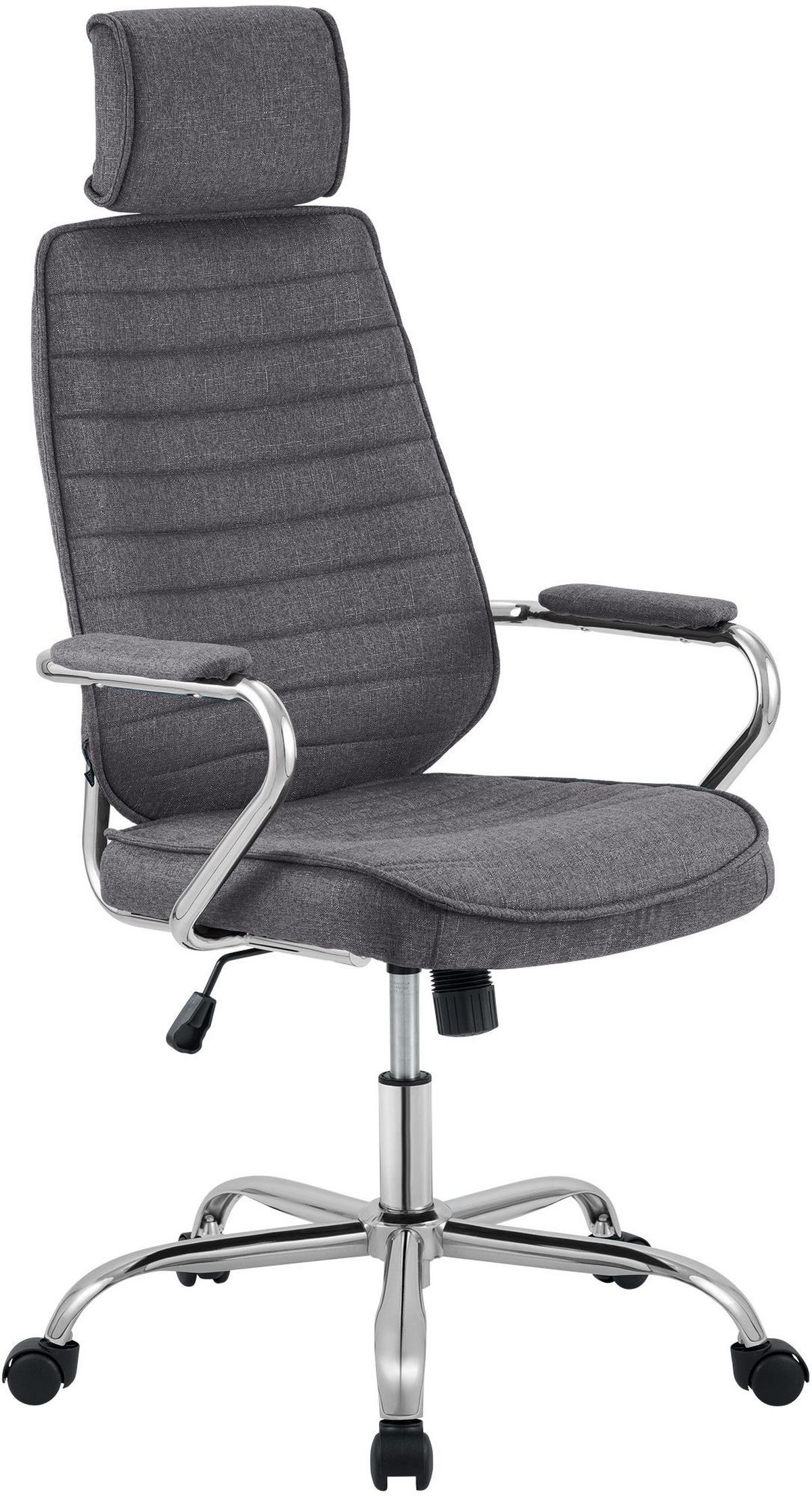 CHEFSESSEL Stoff Dunkelgrau - Chromfarben/Dunkelgrau, Textil/Metall (60/117/67cm) - CLP