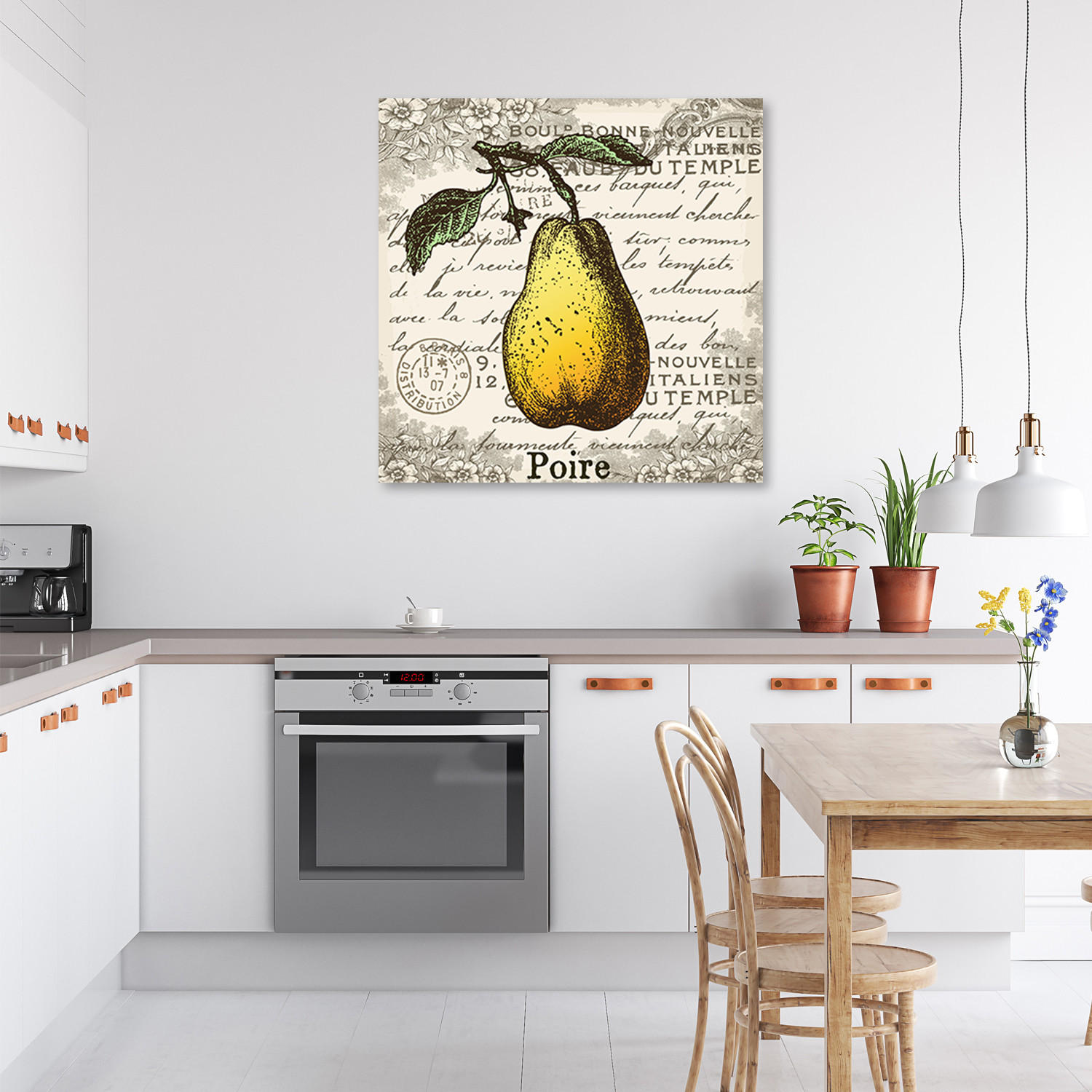 WANDBILD vintage birne - Beige, Textil (50/50cm) - Feeby