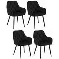 STUHL IRGOLI 4-er Set, Schwarz, Schwarz, mit Samtstoff gepolstert - Schwarz, Textil/Metall (56/84/62cm) - Komodee