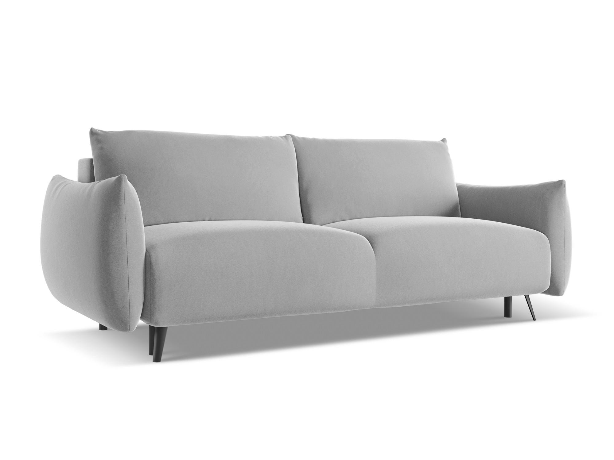 3-SITZER SOFA mit Schlaffunktion Samt Stoff Grau - Schwarz/Grau, Textil/Metall (230/86/105cm) - Makamii