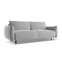 3-SITZER SOFA mit Schlaffunktion Samt Stoff Grau - Schwarz/Grau, Textil/Metall (230/86/105cm) - Makamii