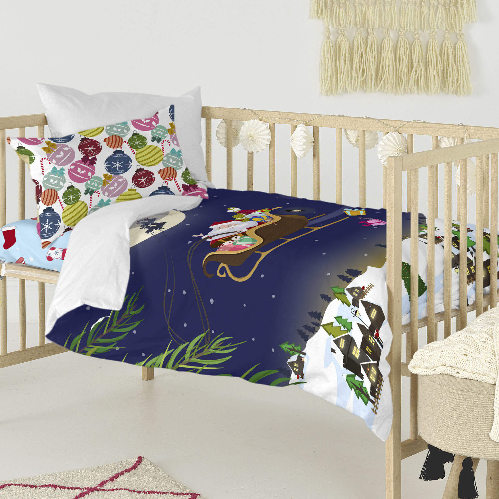 BETTBEZUG 2er-Set teiliges merry christmas 100x120 cm (kinderbett) mehrfarbig - Multicolor, Textil (100/120cm) - Happy Friday